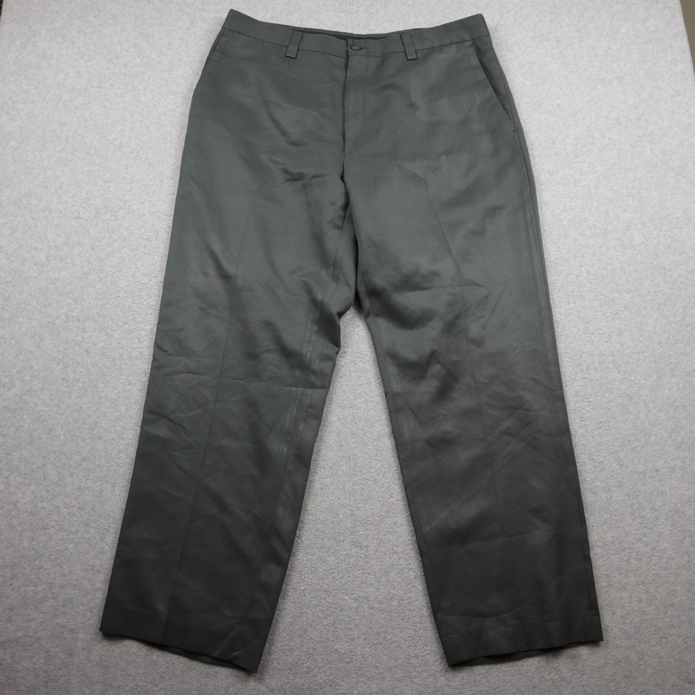 Kenneth Cole Reaction Dress Pants Mens 36x30 Gray Herringbone Flat Front Slacks